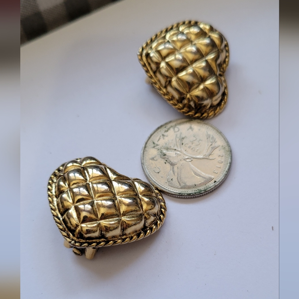 Gold Heart-Shaped Clip-On Earrings